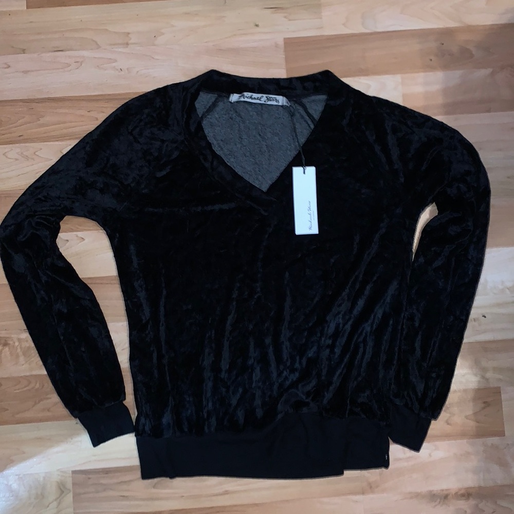 Michael Stars | Velour V Neck Sweater Size XS